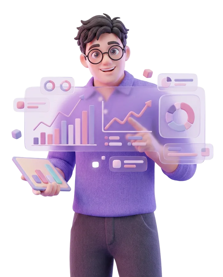 Businessman giving analysis presentation